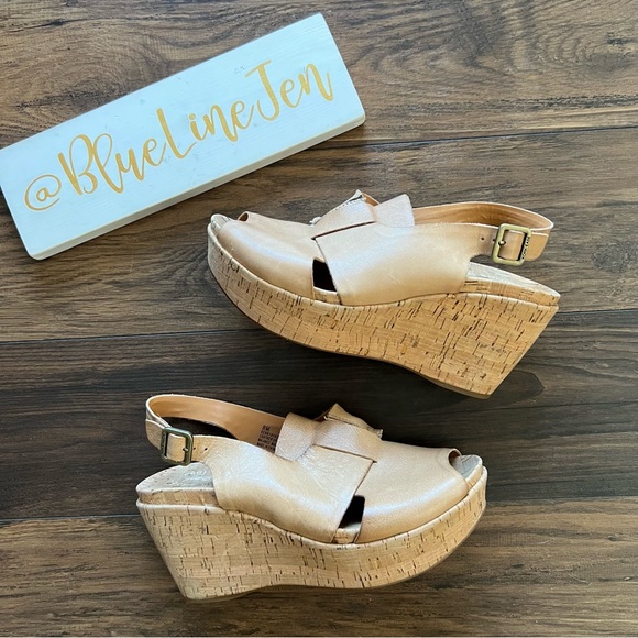 KorkEase Shoes Kork Ease Tan Alex Leather Slingback Wedge Platform